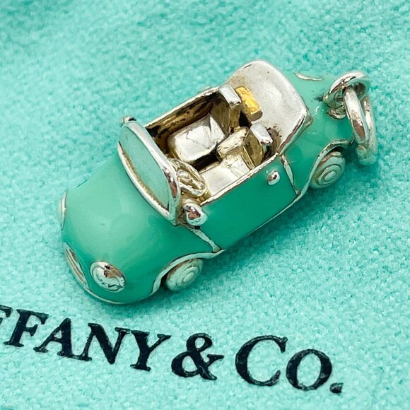 Tiffany & Co. Blue Enamel Convertible Car Charm Sterling Silver Pendant - Picture 4 of 16